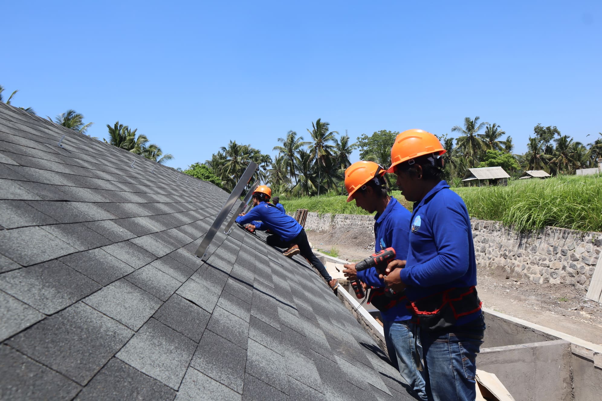Installing solar panels on a roof